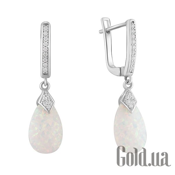 

Серьги с подвесками Fresh Jewelry, Серебряные серьги с куб. циркониями и опалами