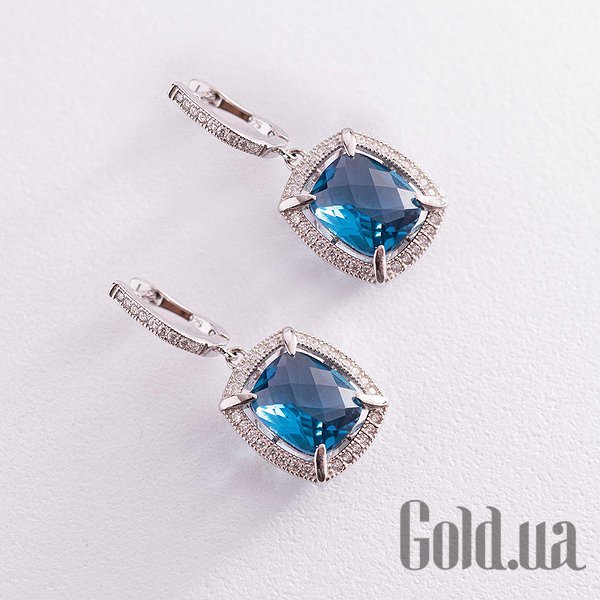 

Серьги с подвесками Украина, Серебряные серьги с куб. циркониями