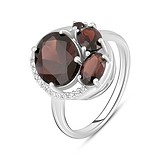 Женское серебряное кольцо с куб. циркониями и гранатами, 1771129