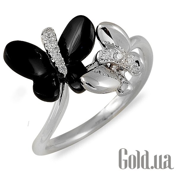 Женское золотое кольцо с бриллиантами и агатами, 21