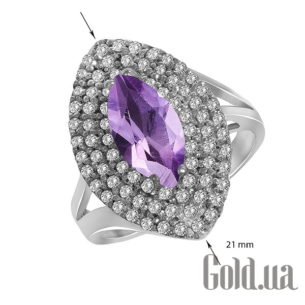 Каблучка Lurie Jewelry Жіноча срібна каблучка з аметистом і куб. цирконіями, 16.5