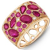 Женское золотое кольцо с рубинами и бриллиантами, 1553530