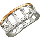 Женское серебряное кольцо с куб. циркониями в позолоте, 1619578