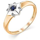 Женское золотое кольцо с бриллиантами и сапфиром, 1635962