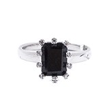 Женское серебряное кольцо с сапфиром и куб. циркониями, 1649786