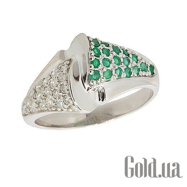 Купить Женское серебряное кольцо с бриллиантами и изумрудами