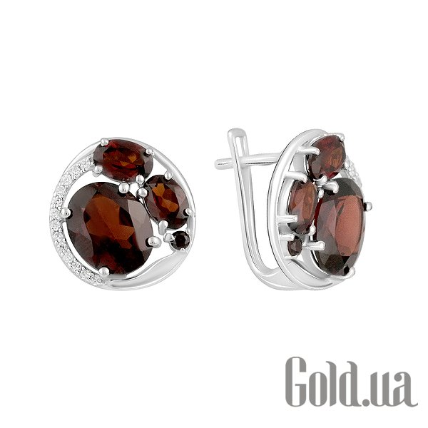 

Серьги Fresh Jewelry, Серебряные серьги с куб. циркониями и гранатами