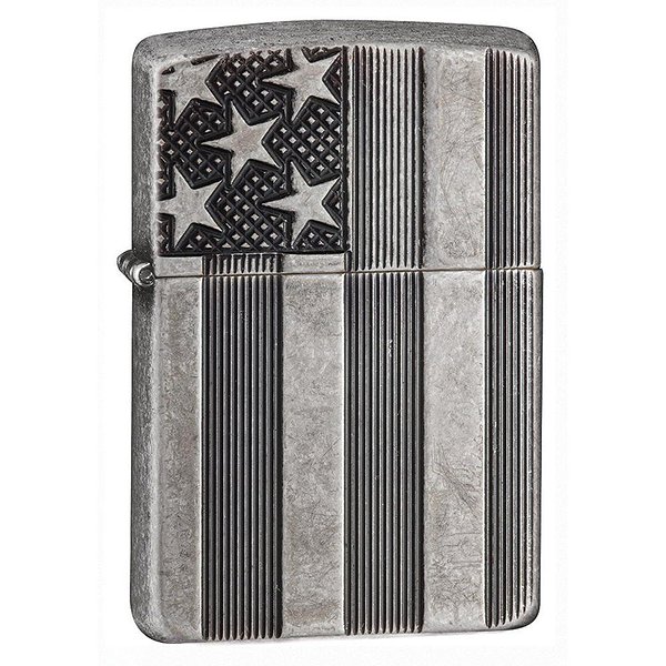 Zippo Зажигалка U.S. Flag Armor Antq Slvr Plate 28974