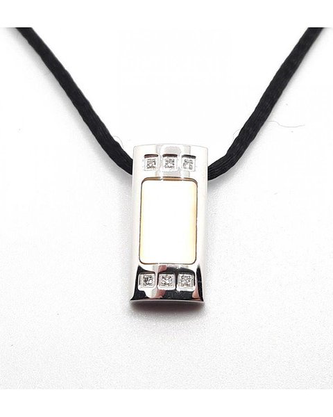 Saint Honore Стальное колье с цирконами и перламутром