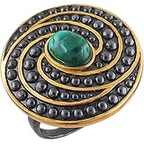 Женское серебряное кольцо с малахитом в позолоте, 1618555