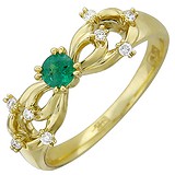 Женское золотое кольцо с бриллиантами и изумрудом, 1629051