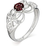 Женское серебряное кольцо с куб. циркониями и гранатом, 1646715