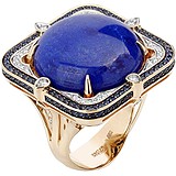 Женское золотое кольцо с бриллиантами, сапфирами и лазуритом, 1663867