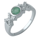 Женское серебряное кольцо с изумрудом и куб. циркониями, 1702779