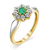 Женское золотое кольцо с изумрудом и бриллиантами, 1703803