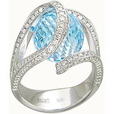 Женское золотое кольцо с бриллиантами и топазом, 1704827