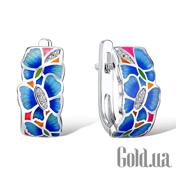 

Серьги Lurie Jewelry, Серебряные серьги с куб.циркониями и эмалью