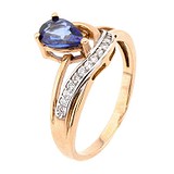 Женское золотое кольцо с сапфиром и бриллиантами, 1730427