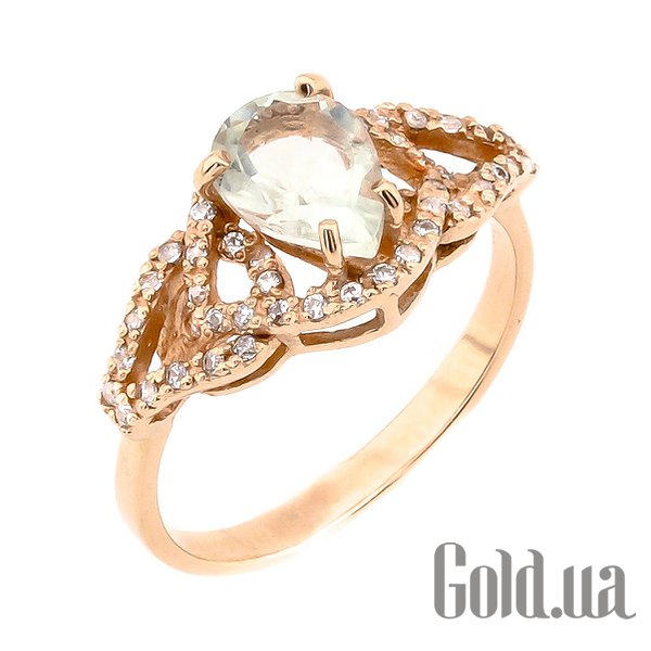 

Кольцо Украина, Женское золотое кольцо с кварцем и куб. циркониями, 16.5