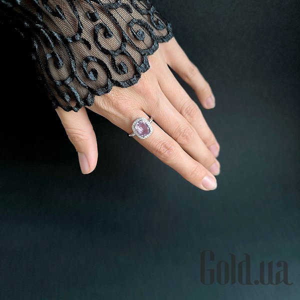 Каблучка Fresh Jewelry Жіноча срібна каблучка з куб. цирконіями та аметистом, 17.5