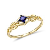 Золотое кольцо с бриллиантами и сапфиром, 210043