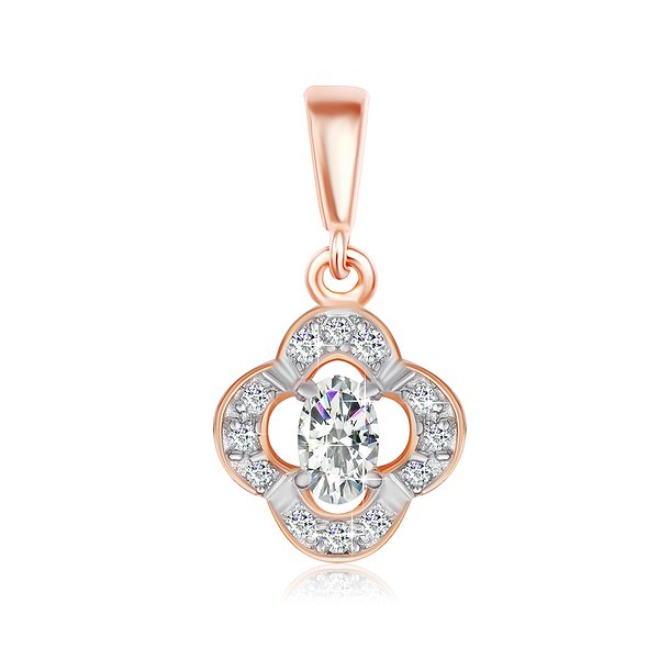 Серебряный кулон  с куб. циркониями в позолоте