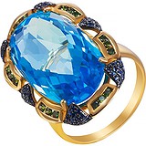 Женское золотое кольцо с топазом, бриллиантами и сапфирами, 1667964