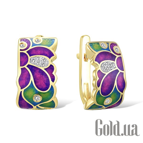 

Серьги Lurie Jewelry, Серебряные серьги с куб.циркониями и эмалью