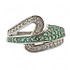 Женское серебряное кольцо с бриллиантами и изумрудами - фото 3