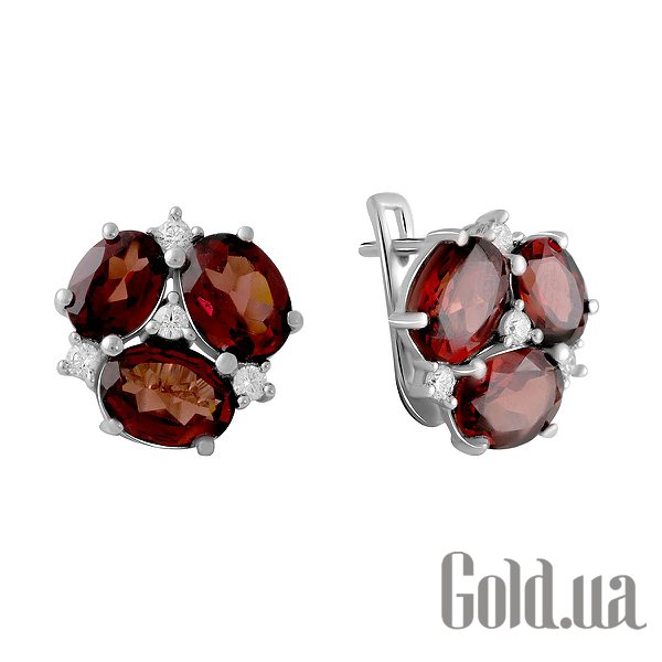 

Серьги Fresh Jewelry, Серебряные серьги с куб. циркониями и гранатами