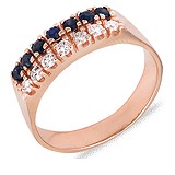 Женское золотое кольцо с бриллиантами и сапфирами, 063100
