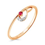 Женское золотое кольцо с бриллиантами и рубином, 1513853