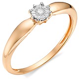 Золотое кольцо с бриллиантом, 1555837