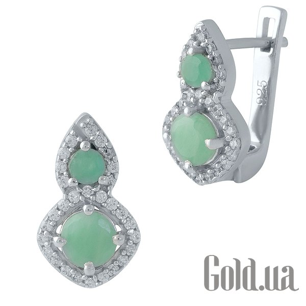 

Серьги Fresh Jewelry, Серебряные серьги с изумрудами и куб. циркониями