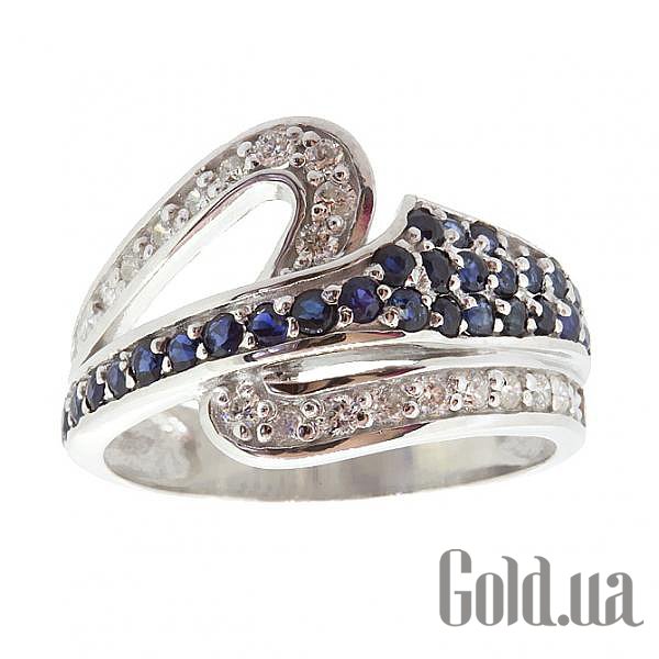 Купить Женское серебряное кольцо с бриллиантами и сапфирами
