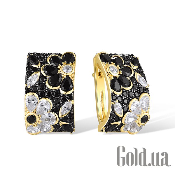 

Серьги Lurie Jewelry, Серебряные серьги с куб. циркониями и шпинелями в позолоте