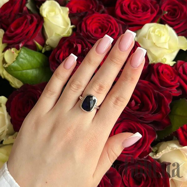 Каблучка Fresh Jewelry Жіноча срібна каблучка з синт. сапфіром, 18