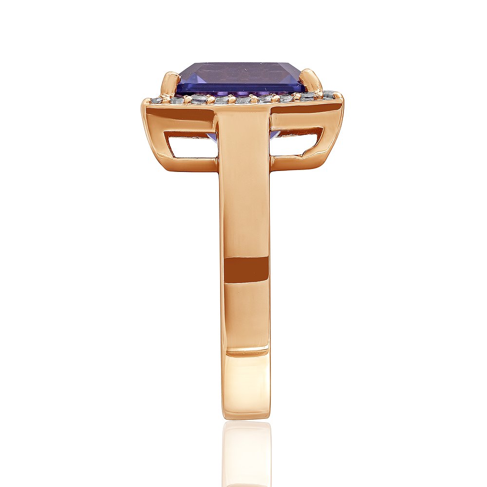 Женское золотое кольцо с синт. александритом и куб. циркониями (1376894 ...