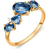 Женское золотое кольцо с топазами и куб. циркониями, 1603454