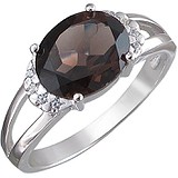 Женское серебряное кольцо с куб. циркониями и раухтопазом, 1617022