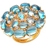 Женское золотое кольцо с куб. циркониями и топазами, 1637758