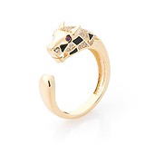 Женское золотое кольцо с куб. циркониями и эмалью
