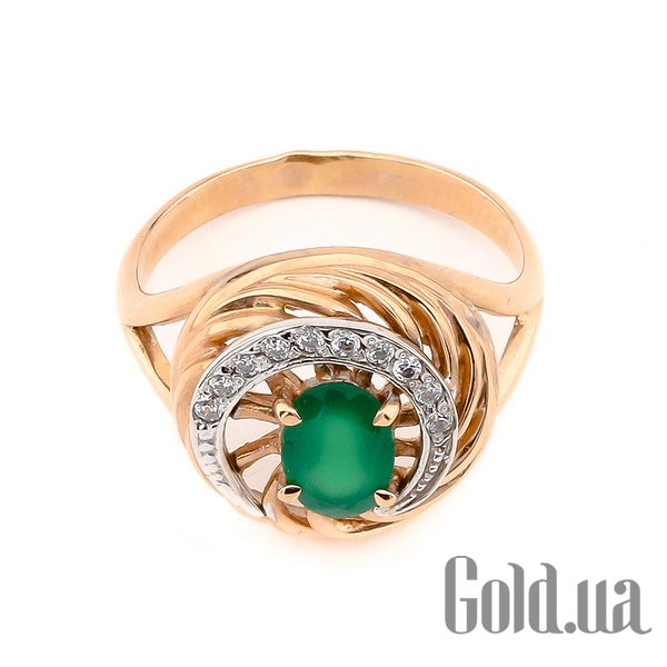 

Кольцо Украина, Женское золотое кольцо с ониксом и куб. циркониями, 19.5