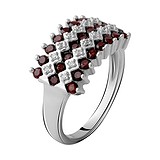 Женское серебряное кольцо с куб. циркониями и гранатами, 1743998