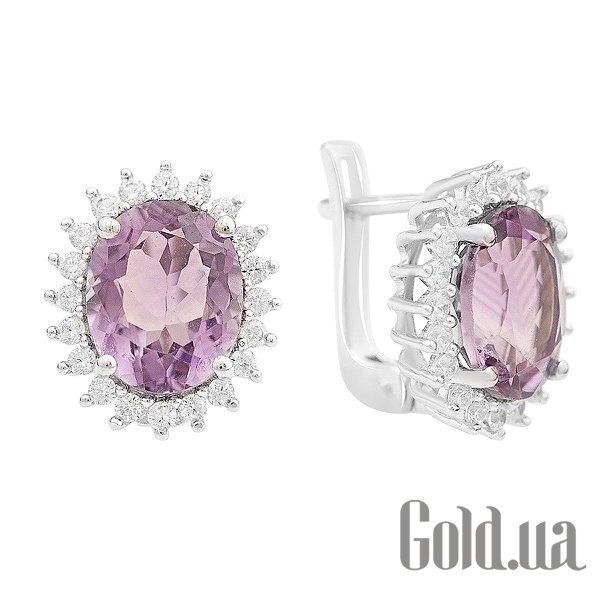 

Серьги Fresh Jewelry, Серебряные серьги с куб. циркониями и аметистами