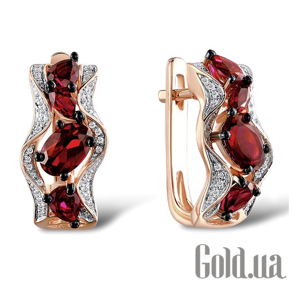 

Серьги Lurie Jewelry, Золотые серьги с бриллиантами и гранатами