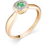 Женское золотое кольцо с бриллиантами и изумрудом, 1606783