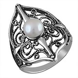 Женское серебряное кольцо с культив. жемчугом, 1614463