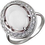 Женское серебряное кольцо с агатом и куб. циркониями, 1615231