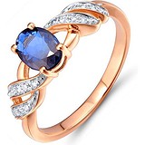 Женское золотое кольцо с бриллиантами и сапфиром, 1624703